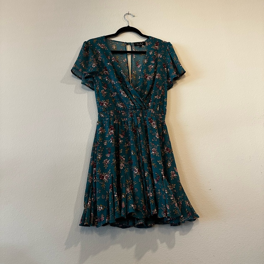 Floral teal summer dress